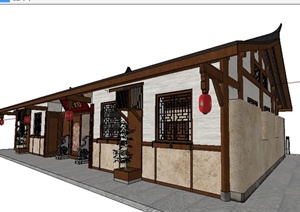 川东古民居风格餐馆Su精致设计模型