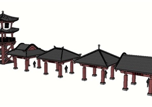 五个样式各异的亭子设计Su模型