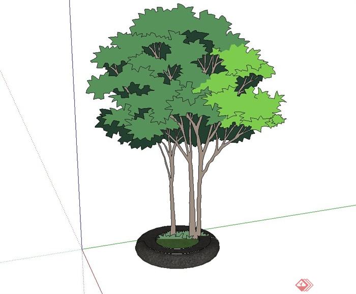 现代圆形树池设计su模型(1)