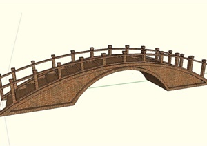 现代中式砖砌拱桥设计SU(草图大师)模型