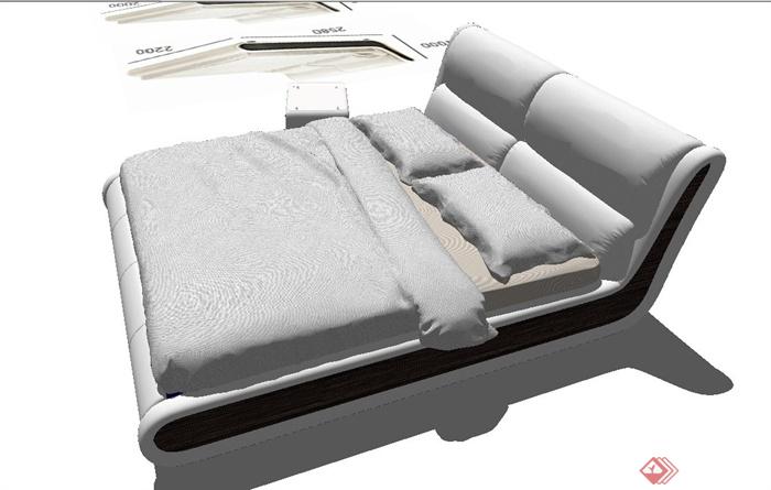 现代某双人床与床头柜设计SU模型(2)