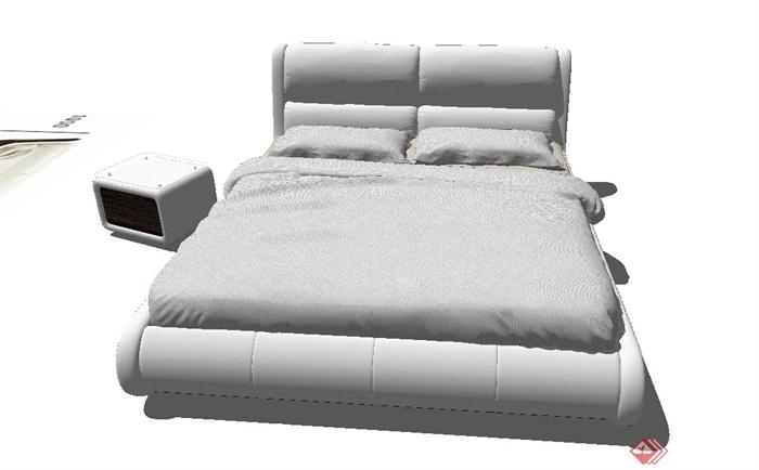 现代某双人床与床头柜设计SU模型(1)