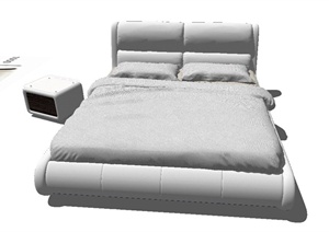 现代某双人床与床头柜设计SU(草图大师)模型