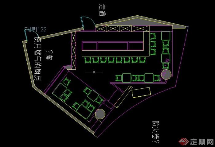 某单层小餐厅室内装修设计CAD平面图+SU模型+JPG效果图(7)