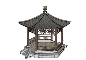 古典中式凉亭设计SU(草图大师)模型
