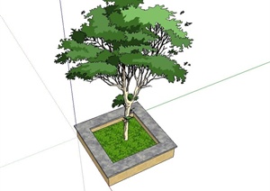 某公园正方形树池设计SU(草图大师)模型