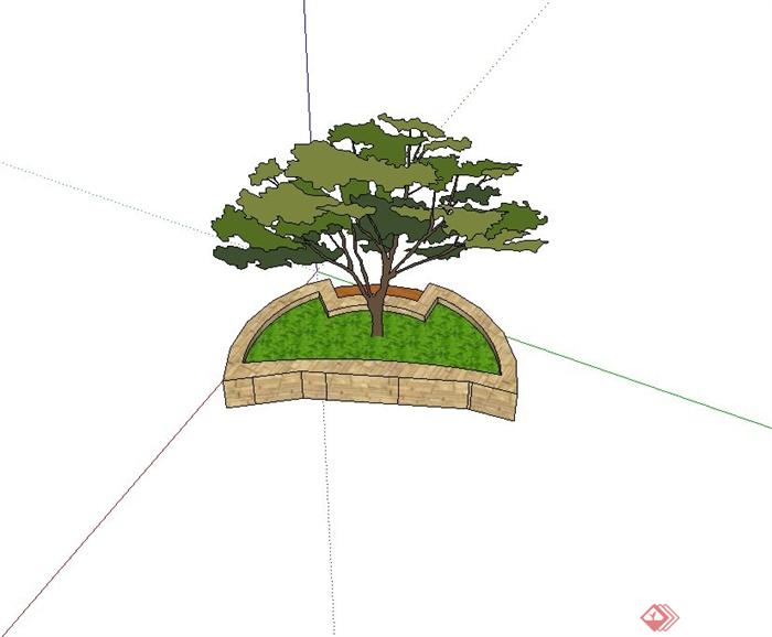 半圆形树池设计su模型(1)