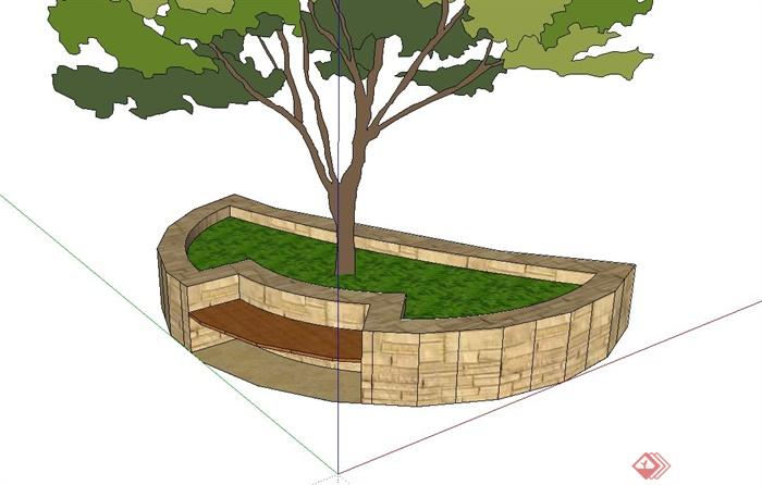 半圆形树池设计su模型(3)
