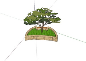 半圆形树池设计SU(草图大师)模型