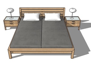 木质双人折叠床设计SU(草图大师)模型