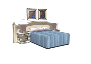 卧室家具床、床头柜设计SU(草图大师)模型