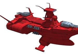 一艘战舰飞船SU(草图大师)模型
