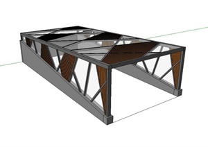 地下车库出车行入口玻璃廊架设计SU(草图大师)模型