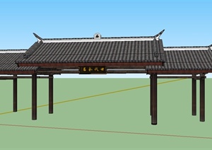 古典中式景区入口大门设计SU(草图大师)模型