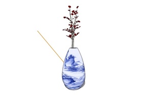 青花瓷花瓶设计SU(草图大师)模型