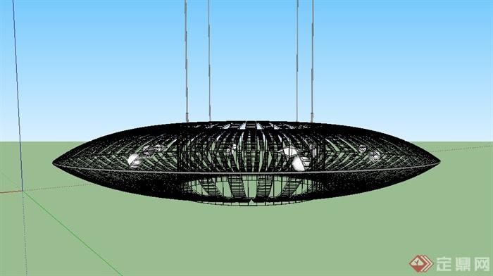 室内网状环形吊灯设计SU模型(1)