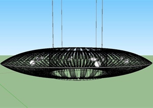 室内网状环形吊灯设计SU(草图大师)模型