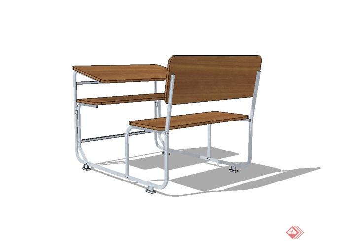 现代课堂桌椅组合设计su模型(3)