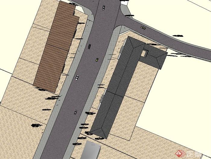 某一工业园区两栋旧建筑外立面改造设计方案（su模型）(6)