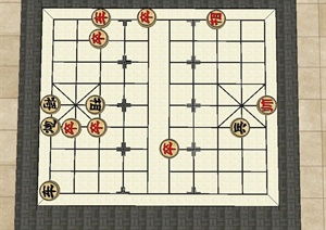 园林景观节点中国象棋与景石设计SU(草图大师)模型