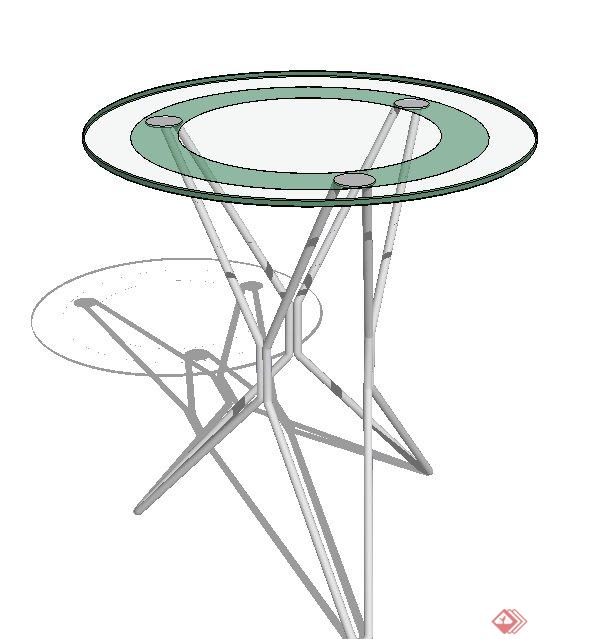 现代圆形玻璃桌设计SU模型(1)