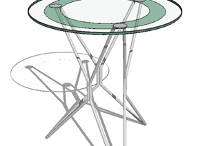 现代圆形玻璃桌设计SU(草图大师)模型