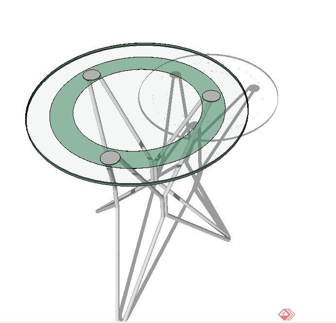 现代圆形玻璃桌设计SU模型(2)