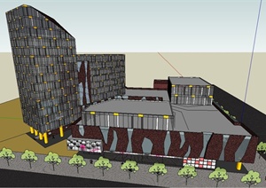 现代风格综合商业办公楼Sketchup建筑设计模型
