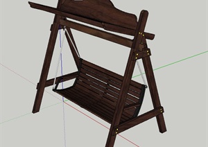 木质室外秋千椅设计SU(草图大师)模型