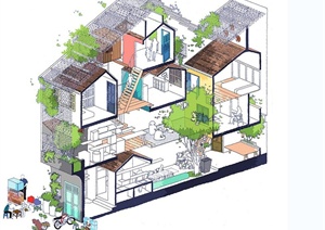 城市住宅建筑设计JPG分析表现、排版色板