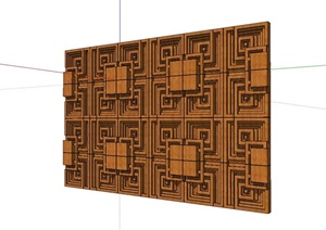 现代中式木景墙设计SU(草图大师)模型