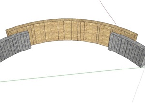 公园弧形景墙设计SU(草图大师)模型