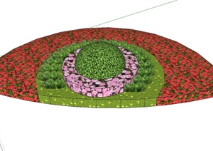 半圆形花坛设计SU(草图大师)模型