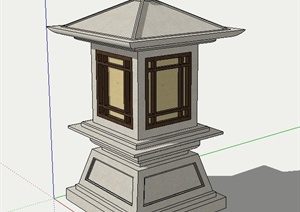 园林景观节点庭院中式地灯设计SU(草图大师)模型
