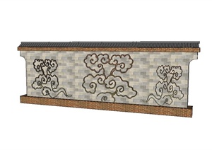 古典中式景墙、景墙图案设计SU(草图大师)模型