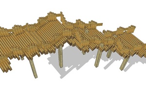公园木园桥设计SU(草图大师)模型