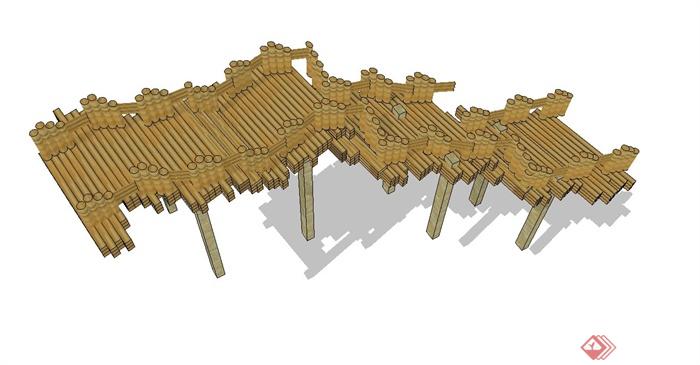 公园木园桥设计su模型(2)