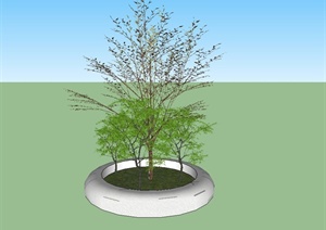 现代精致圆形树池设计SU(草图大师)模型