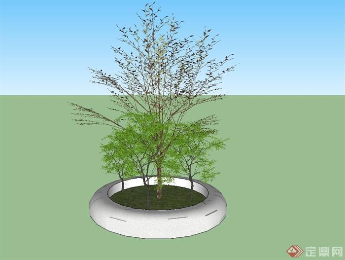 现代精致圆形树池设计su模型(1)