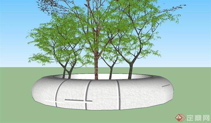 现代精致圆形树池设计su模型(3)