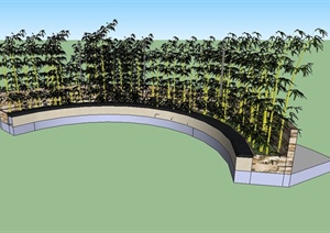 某小区弧形树池、树池坐凳组合设计SU(草图大师)模型