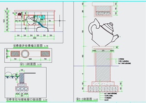 园林景观悬壶济世景墙设计CAD详图