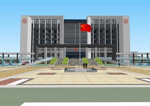 某地一行政办公大楼建筑方案设计SU(草图大师)模型