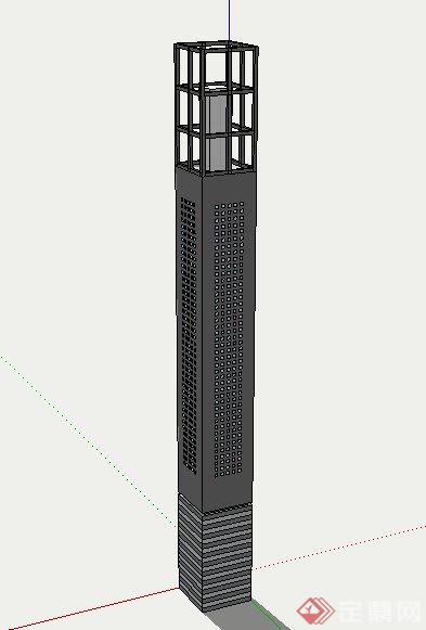 园林景观中式灯柱设计SU模型(2)