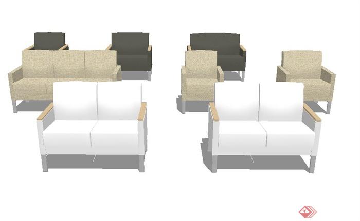 现代室内多把椅子设计SU模型(1)