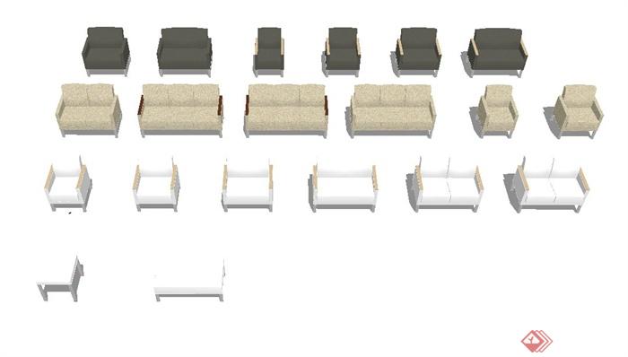 现代室内多把椅子设计SU模型(3)