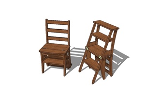 现代木制座椅设计SU(草图大师)模型