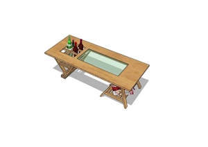 现代木制桌子设计SU(草图大师)模型