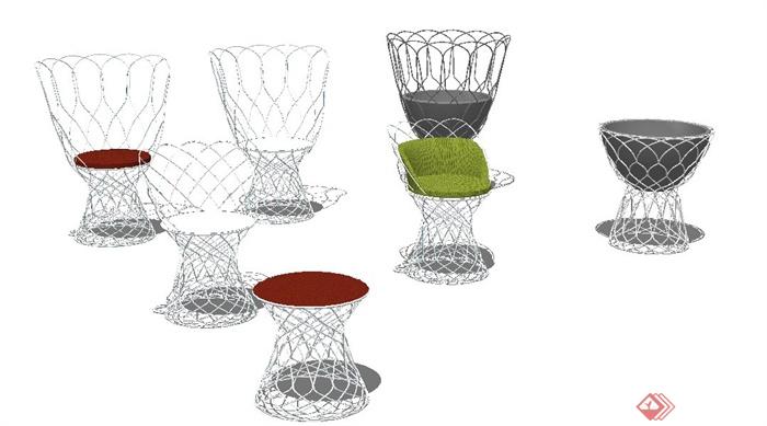 现代简易坐凳椅子设计SU模型(1)