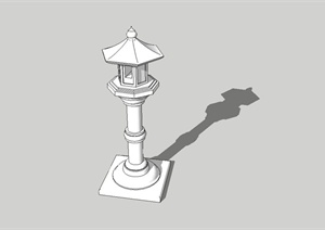 古典中式景观灯塔设计SU(草图大师)模型